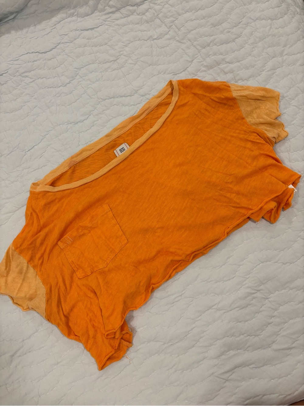 BDG Orange Short Sleeve Pocket Tee with Lighter Sleeve Accents